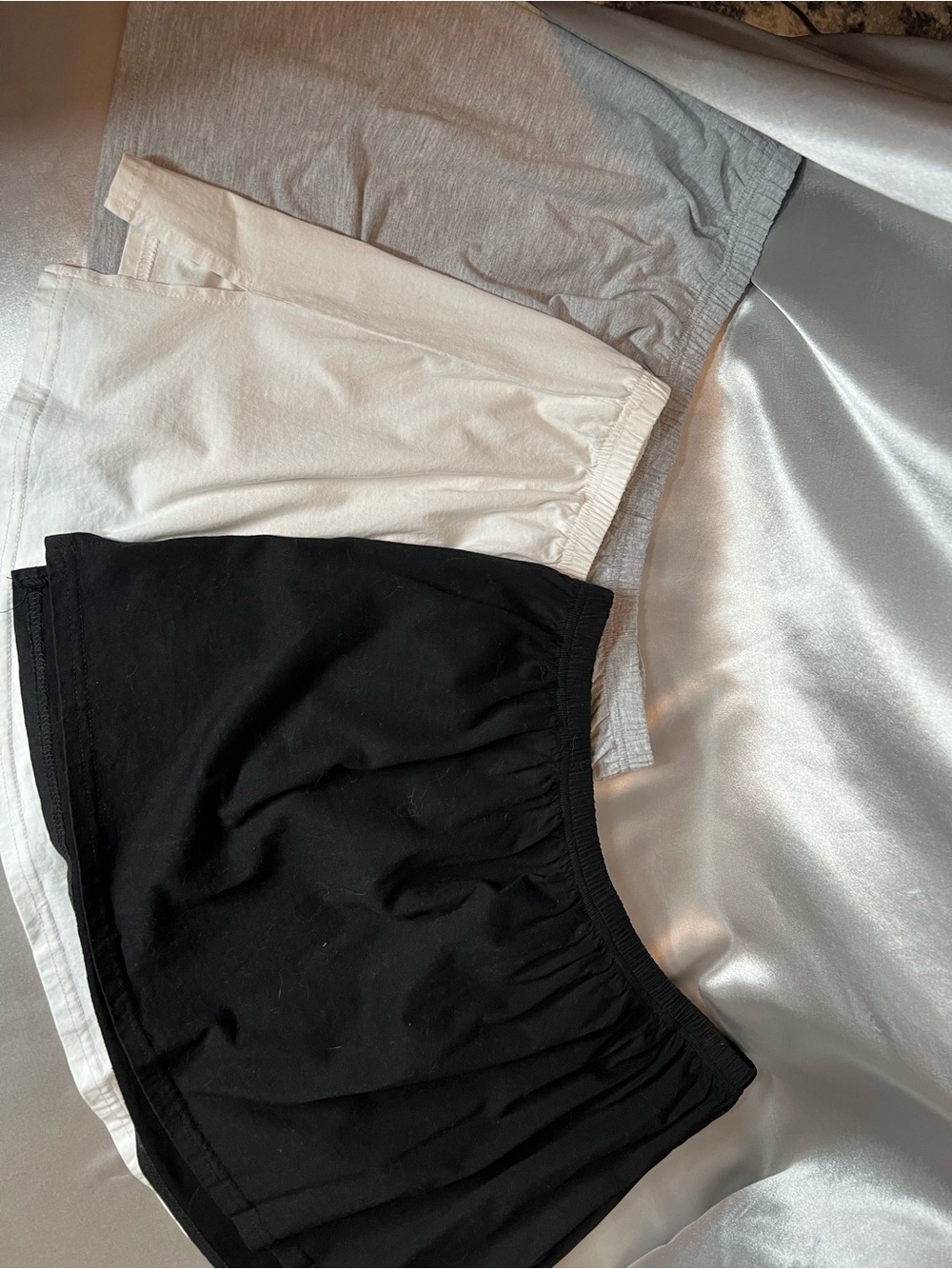 3-Pack Women’s Shirt Extenders / Layering Mini Skirts (Black, White, & Grey)